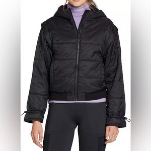 Alpine Design Puffer jacket vest Black Ecodry women Convertible Medium Recyclex